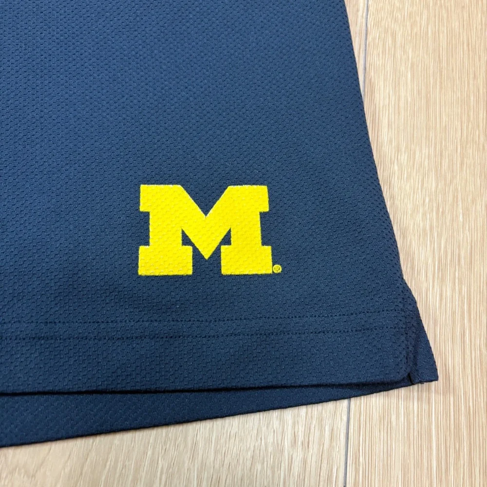 Champion Michigan Wolverines Mesh Shorts Mens Large Navy Blue Block M NCAA